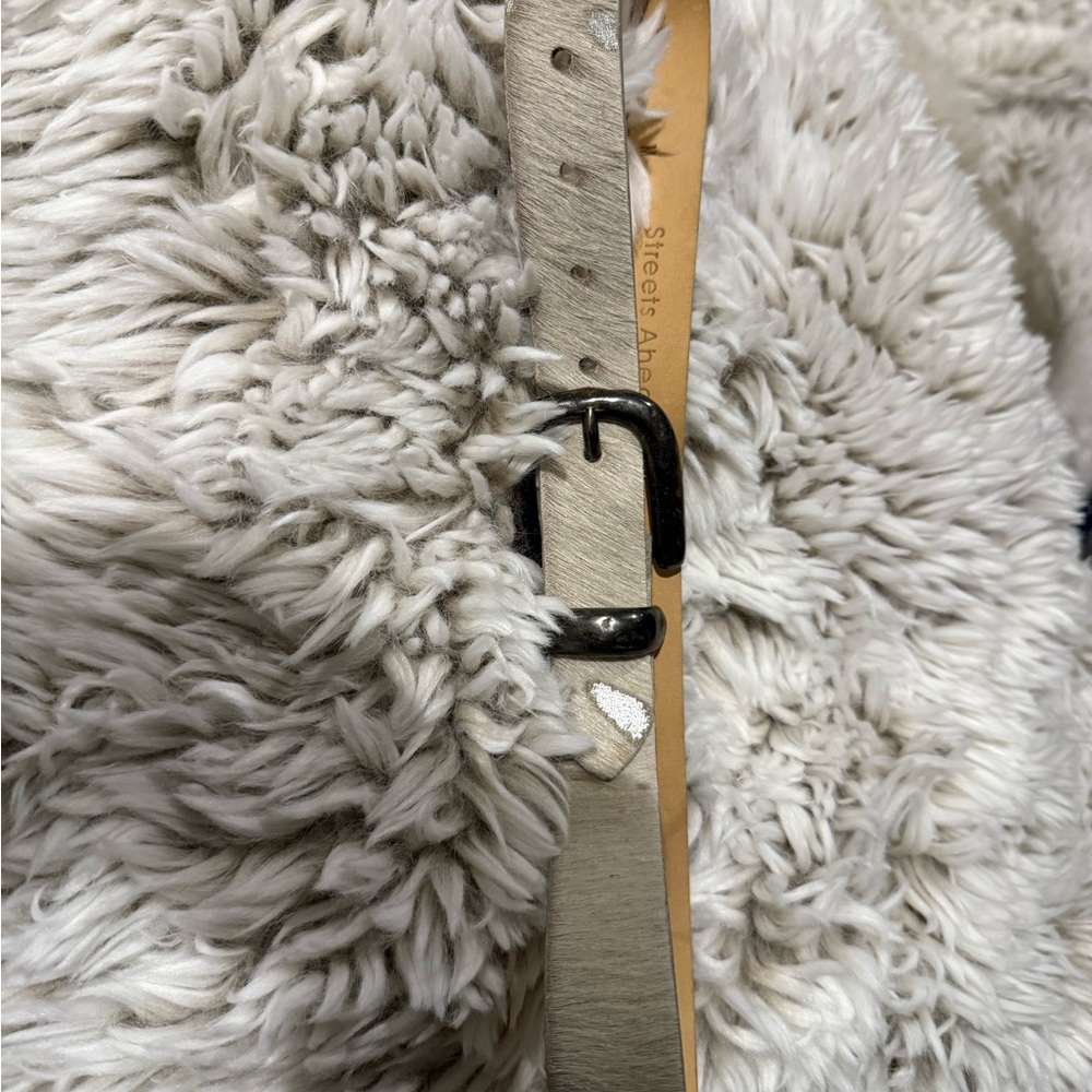 Vintage Streets Ahead Hair-on-hide White and Silver Leather Belt RARE - Picture 7 of 10